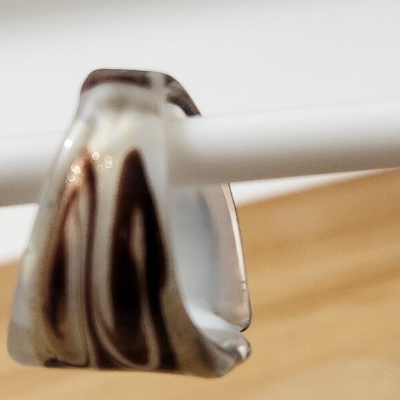 Murano Glass Ring Brown White Beige Swirl Design Size 8 - Picture 3 of 5